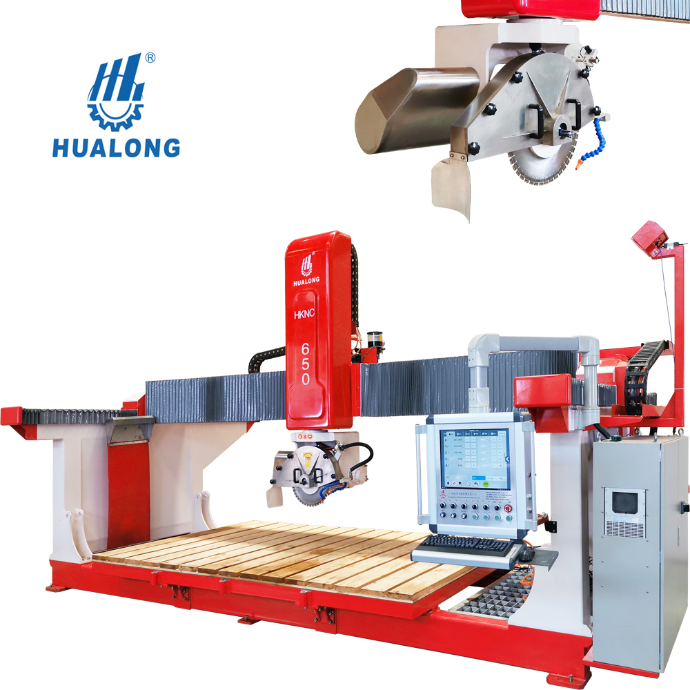Maquinaria de piedra HUALONG Serie HKNC Máquina cortadora de mármol Sierra de puente CNC de 5 ejes para cortar encimeras de cuarzo de granito Tombstone